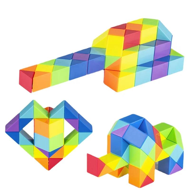 Cube magique coloré, règle magique serpent, Puzzle multicolore, Fidget, décompression, Cubes Transfo