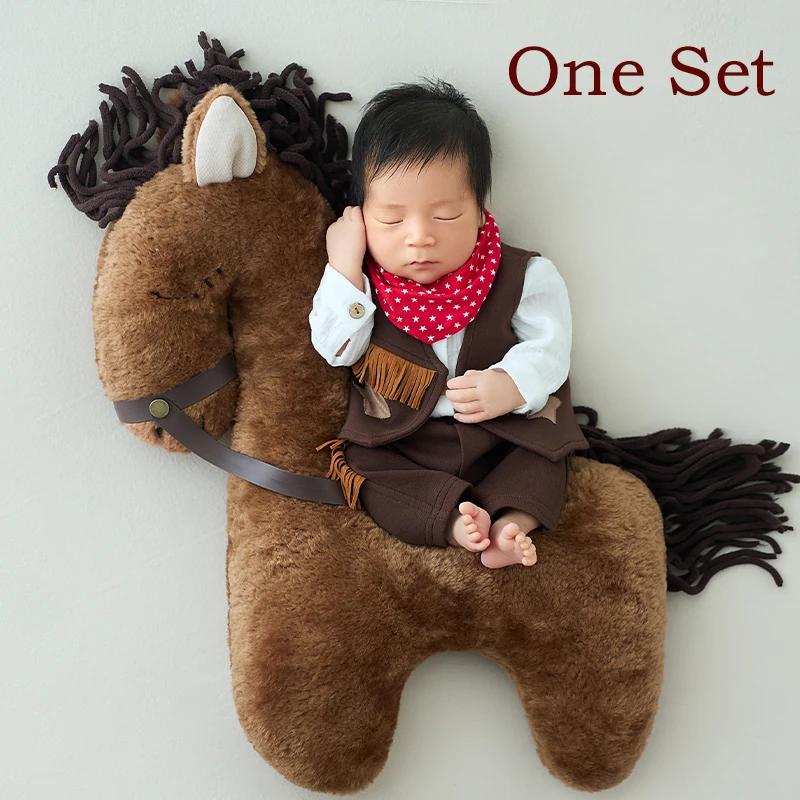 Accessoires de photographie pour nouveau-nés, thème Cowboy, Costumes pour bébé garçon avec écharpe,
