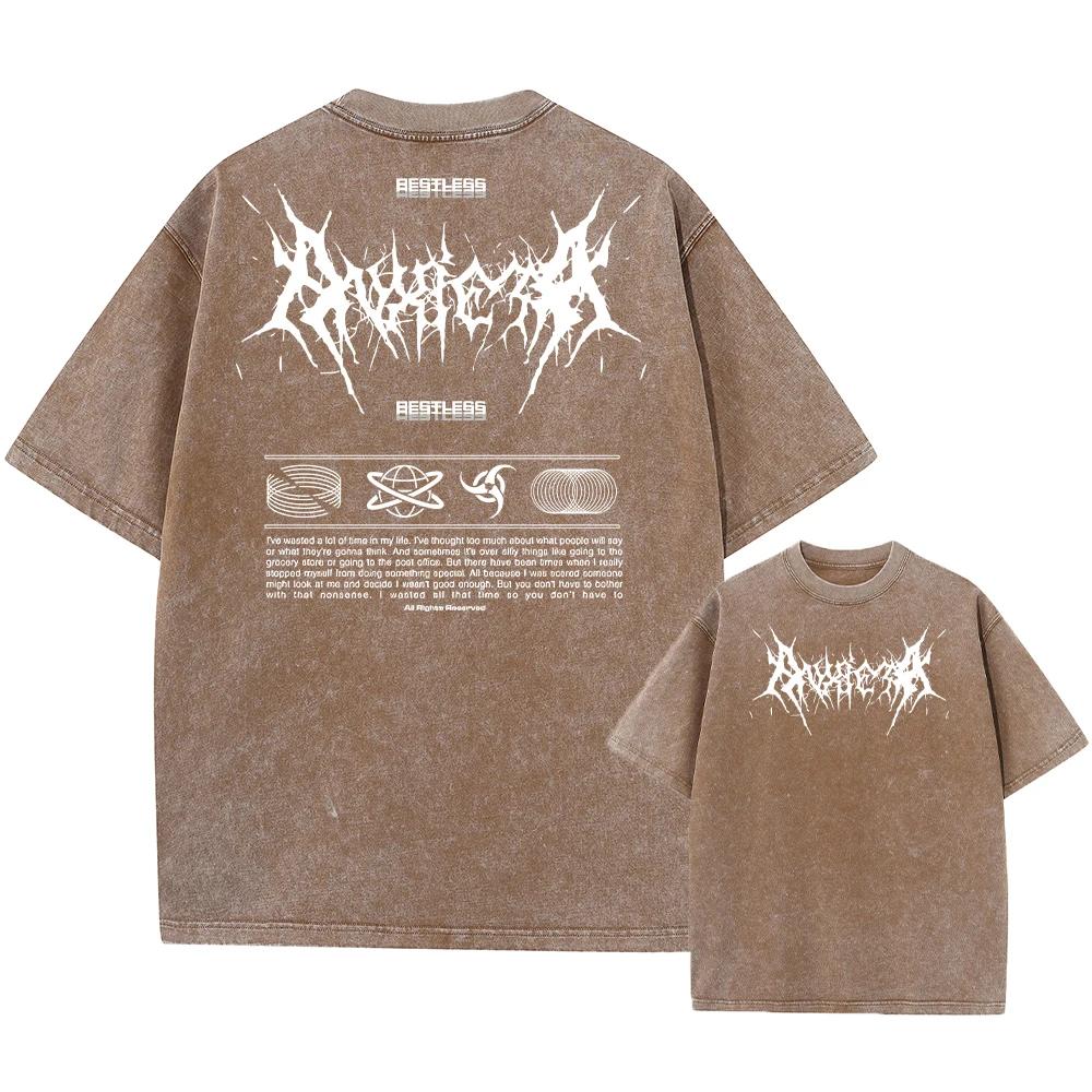 Y2k T-shirt délavé à l'acide femmes Vintage coton T-shirts Harajuku gothique Streetwear doux T-shirt
