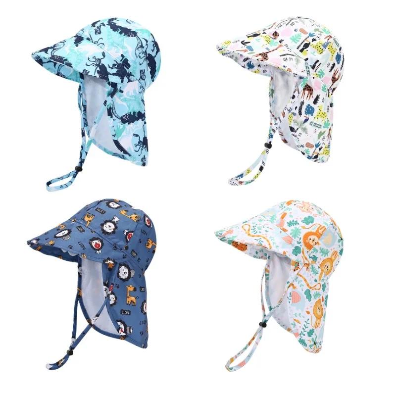 Nouveau Panama été bébé seau chapeau pour garçons filles dessin animé respirant maille enfants plage