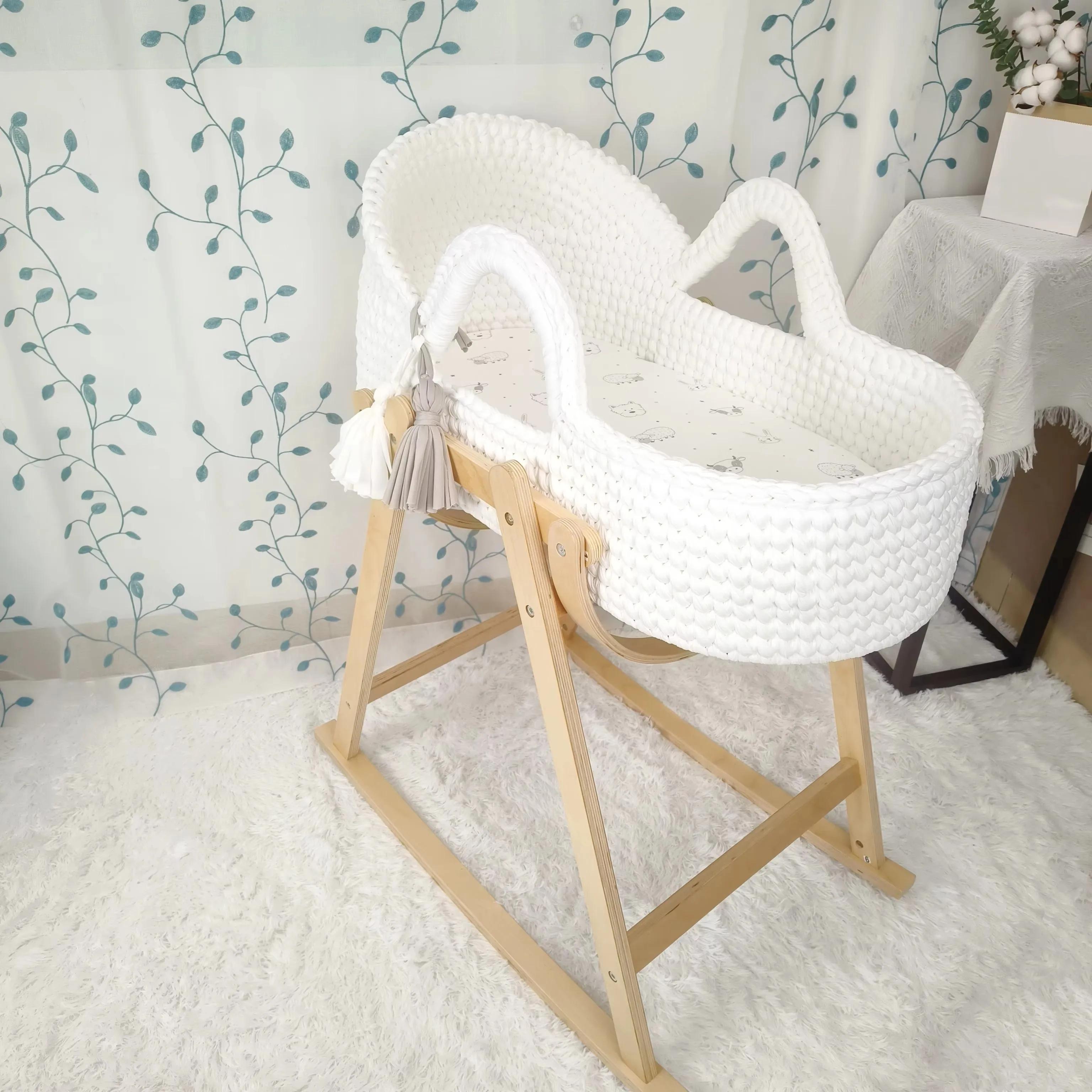 Berceau pour nouveau-né, nid de bébé, chaise longue pour nouveau-né avec cadre en bois et matelas do