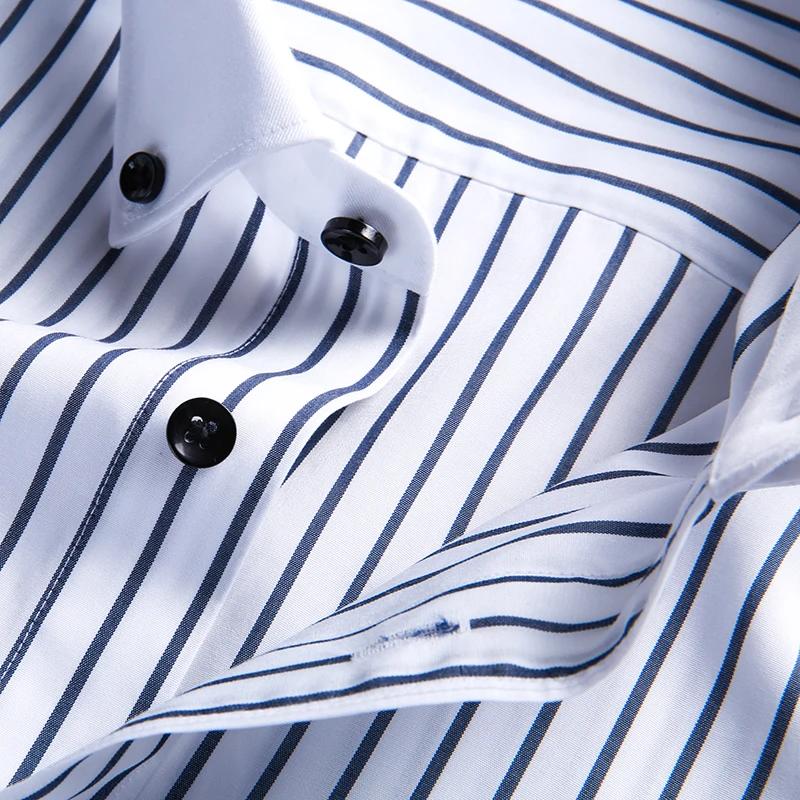 Chemise à manches longues en pur coton pour homme, coupe couvertes, haut de gamme, luxe léger, rayé