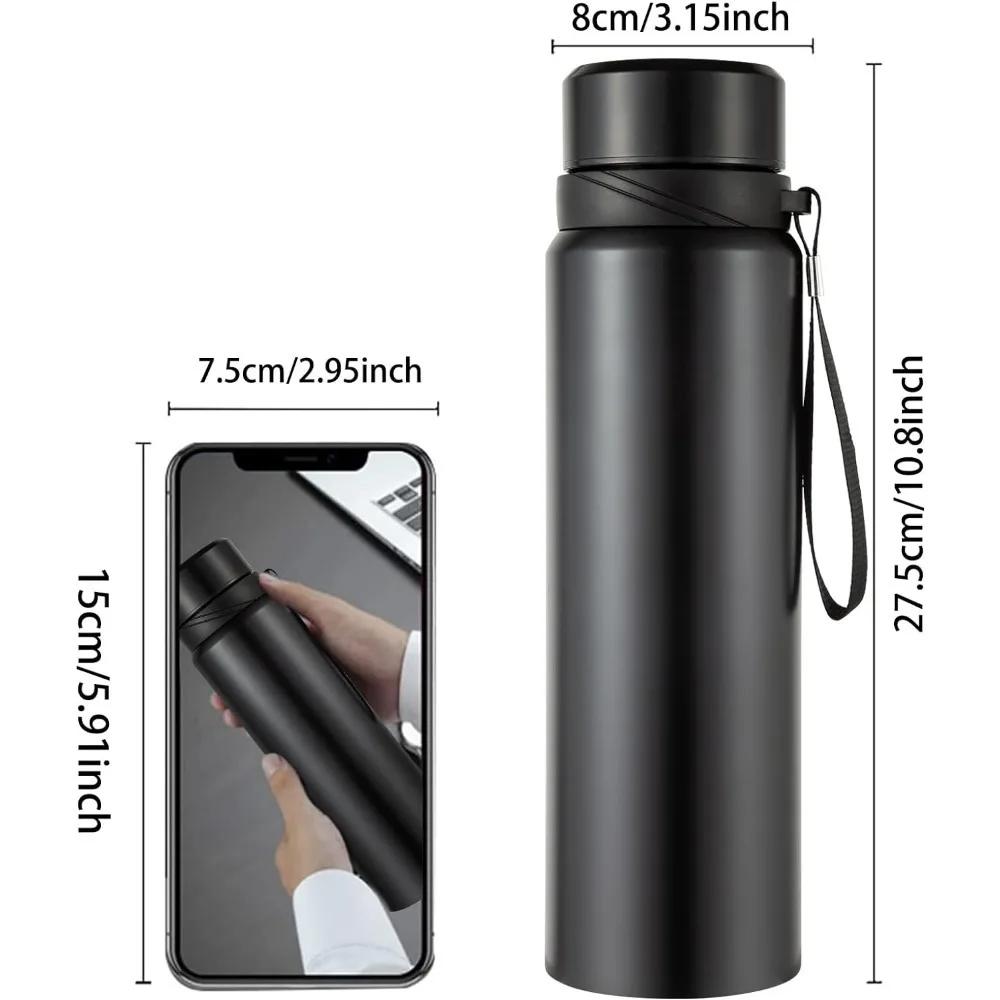 Bouteille d'eau isolée en acier inoxydable de 1000ml, garde les boissons chaudes ou froides pendant