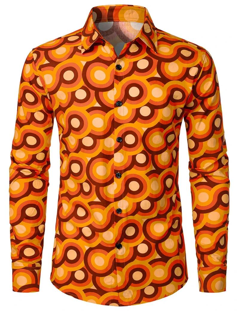 Chemise florale rétro des années 70 pour hommes et femmes, mode luxe, chemises à manches longues, bo