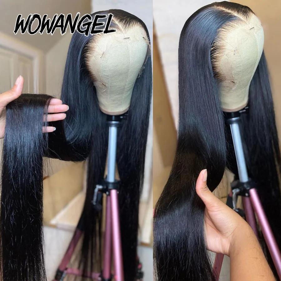 Perruque Lace Front Wig Naturelle Soyeuse, Cheveux Lisses, 13x6, 250%, 34 Pouces, Cuir oral elu Natu