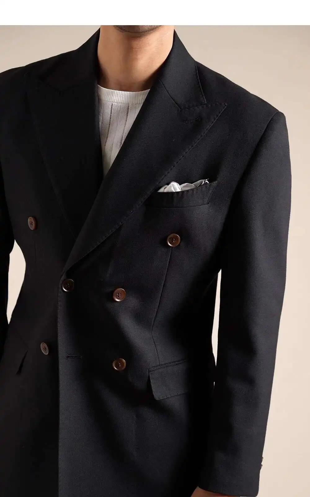Smoking à double boutonnage imbibé pour hommes, 2024 laine, blazers italiens, zones fumeurs, mariage
