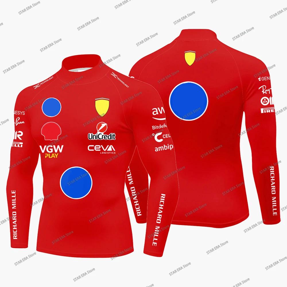 T-shirt de compression de course Charles Leclerc 16 pour hommes, Hamilton 44, col montant, manches l