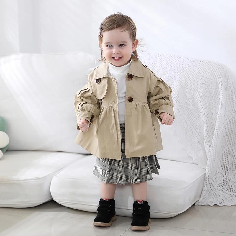 Trench manteau coton bébé fille automne printemps - Veste vêtement extérieur enfants mode pratique