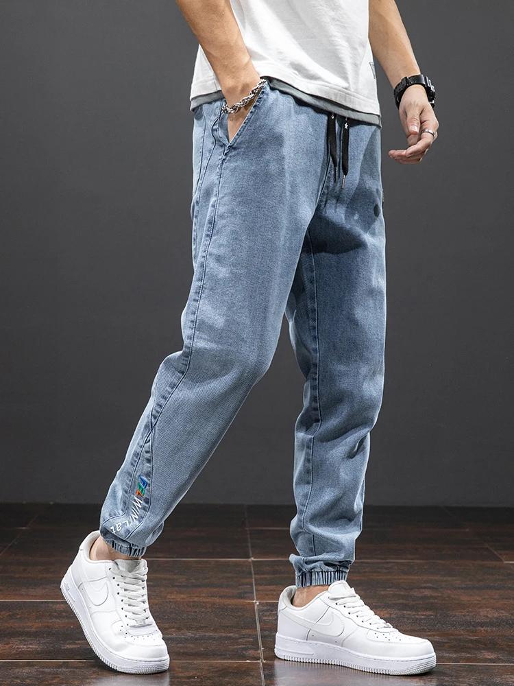 Printemps été noir bleu Cargo Jean hommes Streetwear Denim survêtement pantalon hommes Baggy Harem J