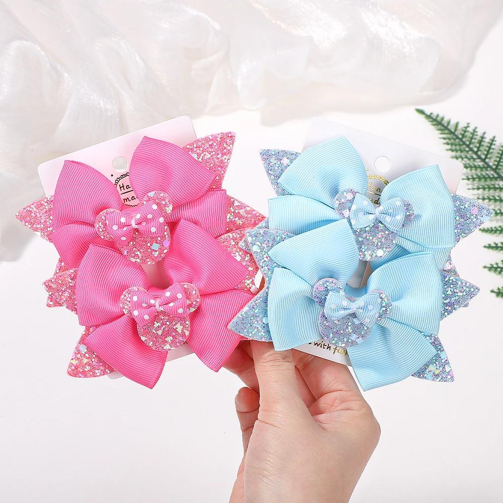 Pince à cheveux avec gros nœuds de 3.9 pouces, 2 pièces/lot, pour petites filles, coiffure de fête d