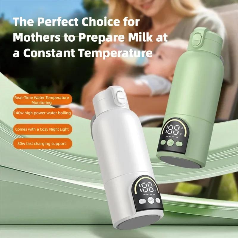 Chauffe-lait électrique portable, chauffe-biberon en acier inoxydable 316 avec veilleuse, chauffe-ea
