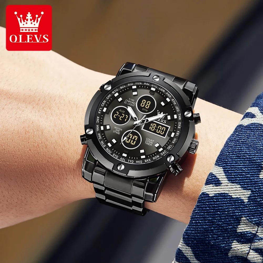 OLEVS – montre électronique multifonctionnelle originale pour hommes, réveil lumineux étanche, robe