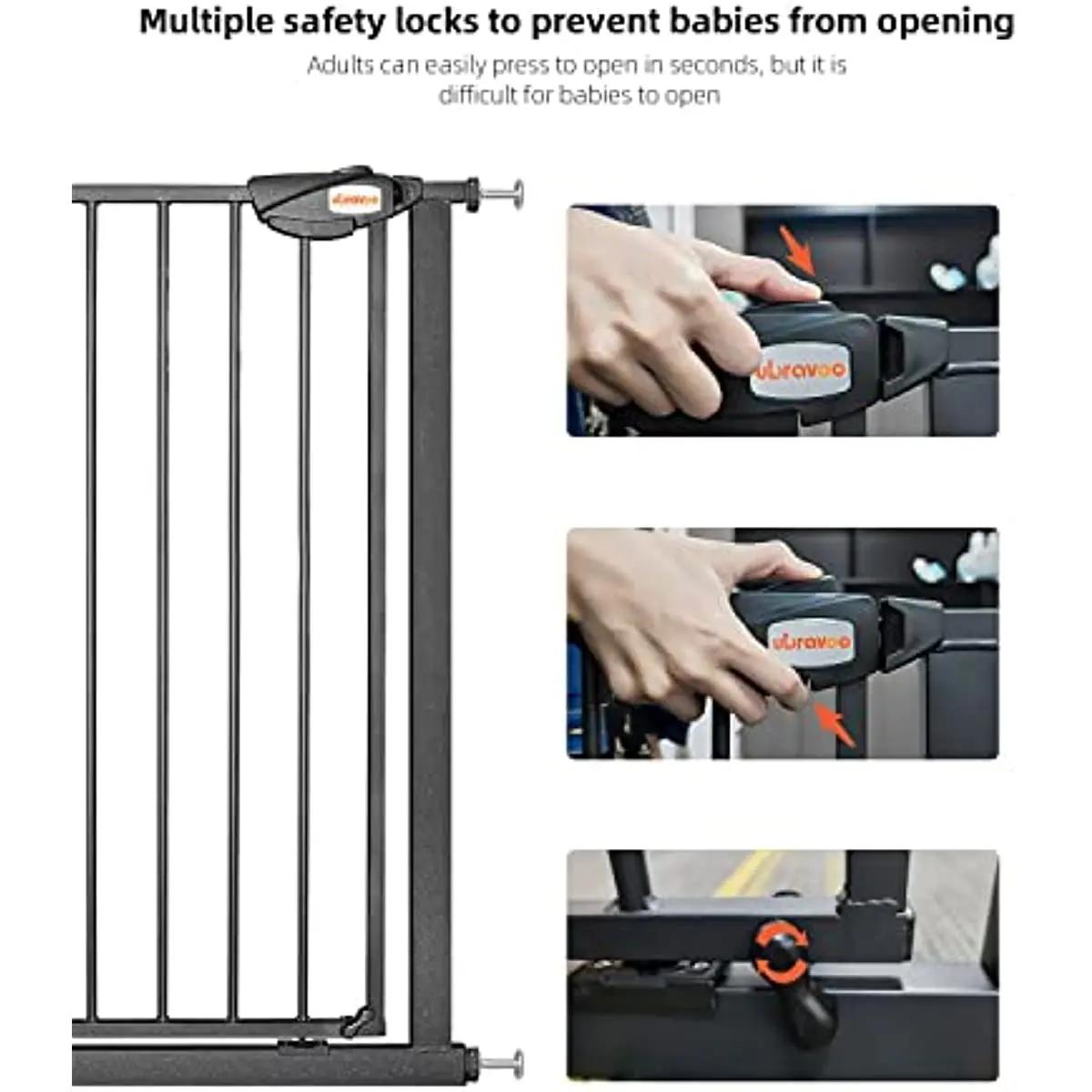 Ubravoo Porte Bébé, Pour Porte et Escalier, Hauteur 100 cm, Porte Blindée, Fermeture Automatique,Tri