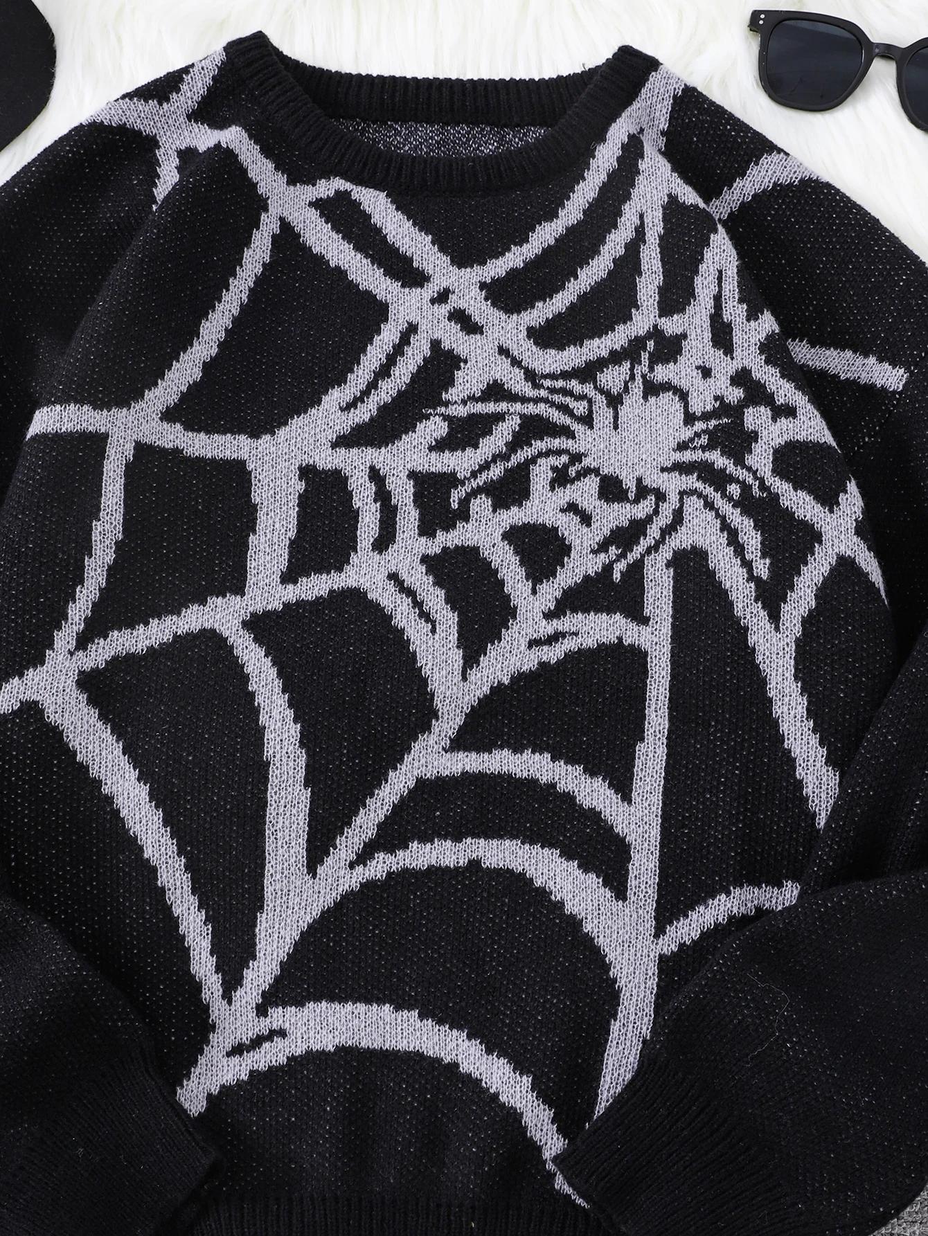 Nouveau populaire automne et hiver toile d'araignée Jacquard motif pull pull décontracté col rond tr