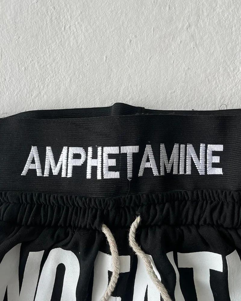 Y2K tendance gothique anglais lettre brodé imprimé rayé hommes pantalons de sport rétro Harajuku hau