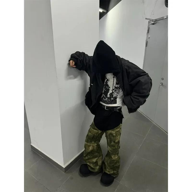 Veste Homme Printemps Automne Style Urbain Patchwork à Capuche Faux Cuir Deux Pièces Manches Longues