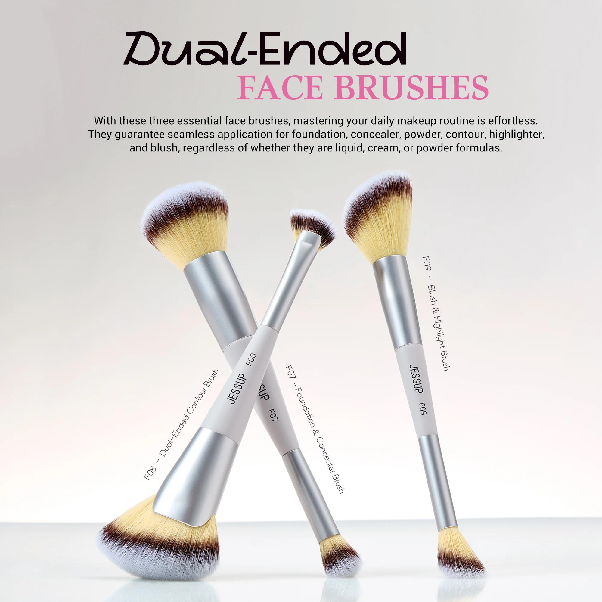 Jessup – ensemble de pinceaux de maquillage, 3/7 pièces, fond de teint synthétique à double extrémit