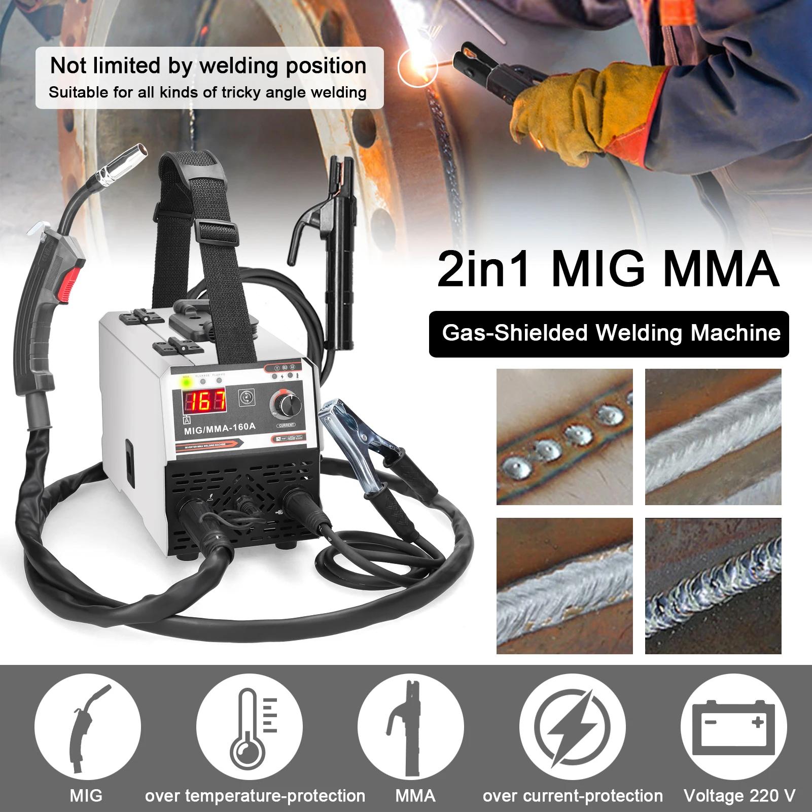 Soudeuse MIG MMA 2 en 1 120A portable à onduleur IGBT, machine à souder sans gaz CO2, plus de 5000 v
