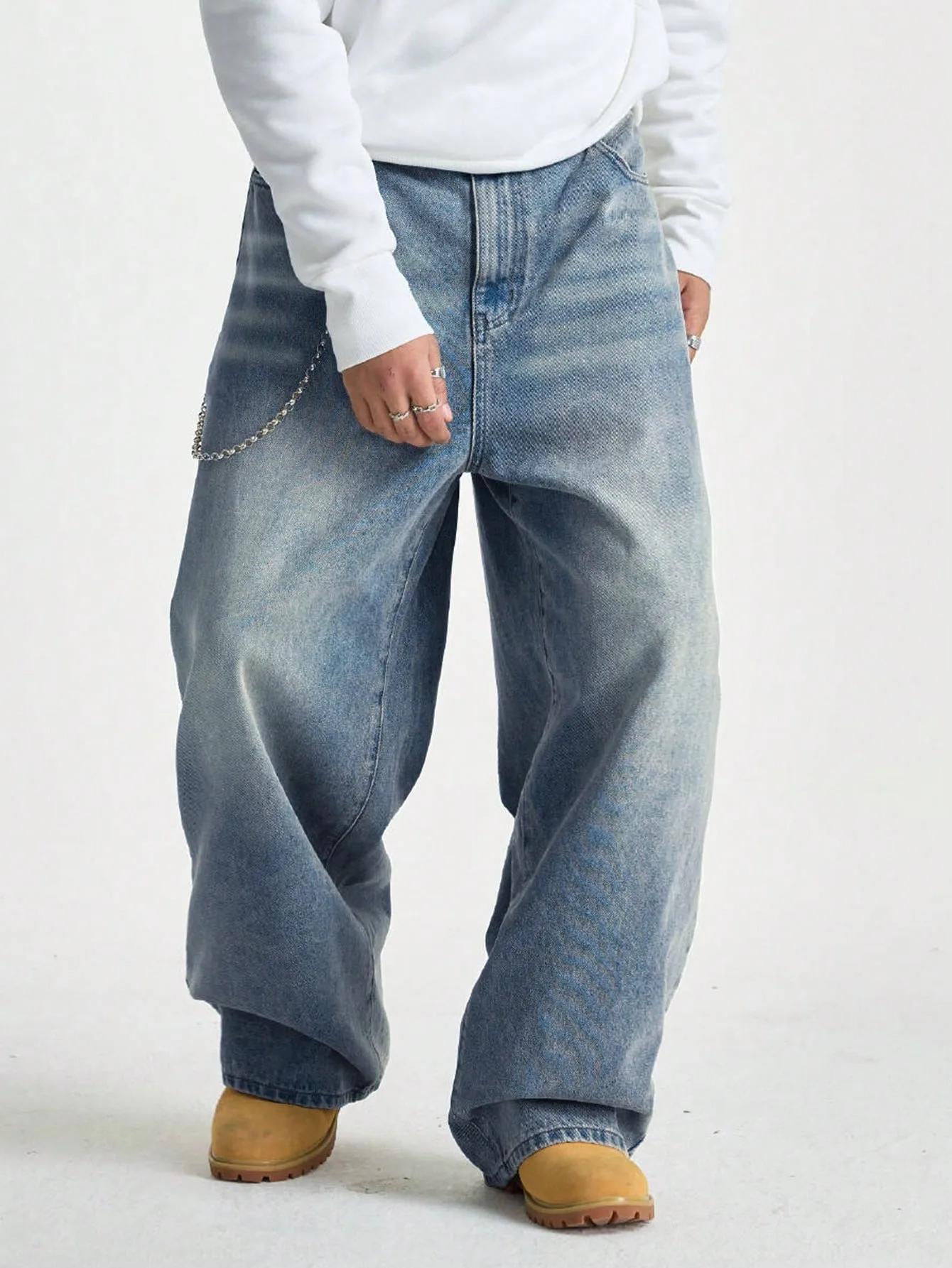 Jean large brossé pour hommes, 1 pièce, jean large Y2K, nouvelles roches, Buggy, pantalon Hip-Hop no