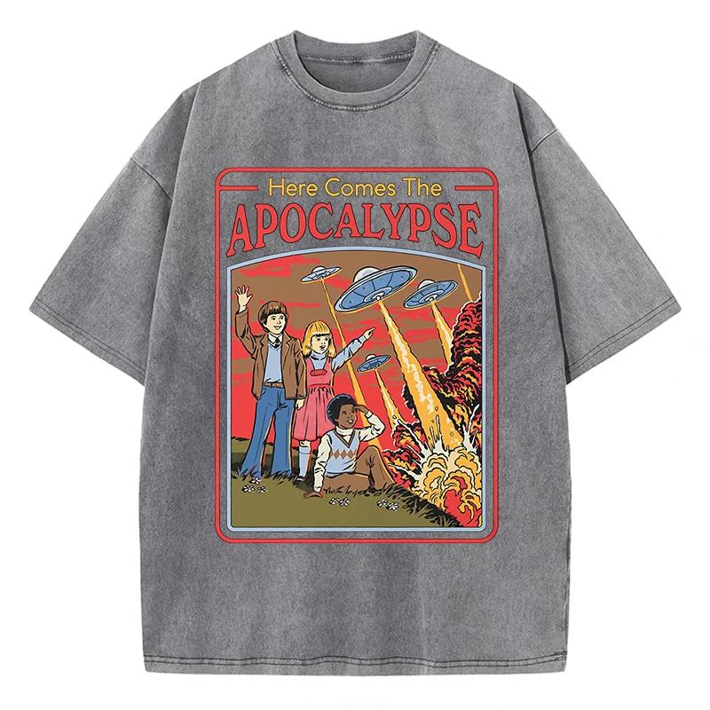 Voici l'Apocalypse Ufo lavé rétro hommes vêtements surdimensionné qualité Streetwear mode couverture