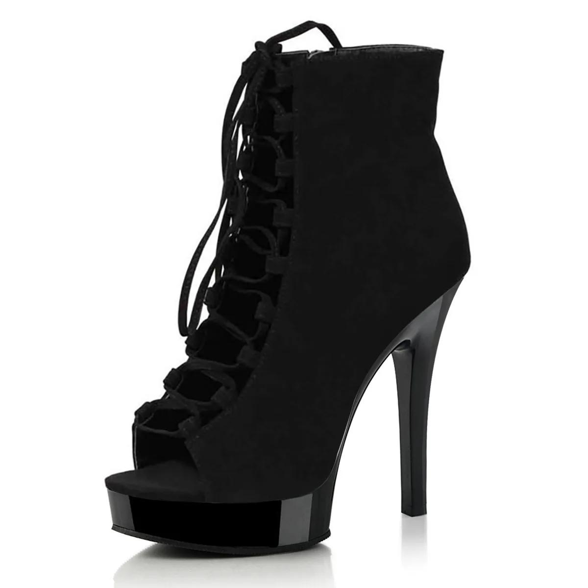 Bottines à lacets de 15cm pour femmes, chaussures à talons dénudés de 8 pouces, plate-forme de gladi