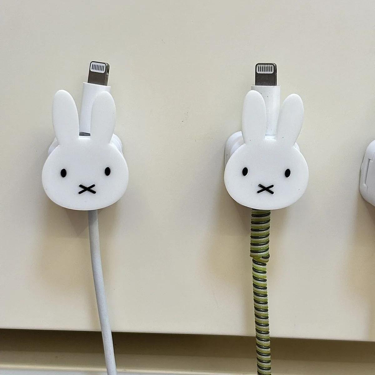 Organisateur de câbles de données magnétiques lapin Miffy mignon, fixateur de chargement de téléphon