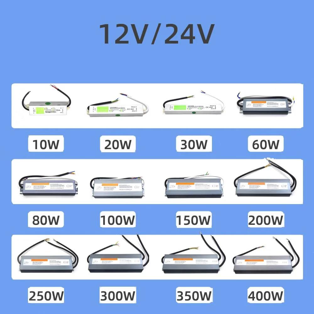 Alimentation de commutation étanche DC 12V 24V, transformateur d'éclairage LED extérieur IP67 ~ IP68