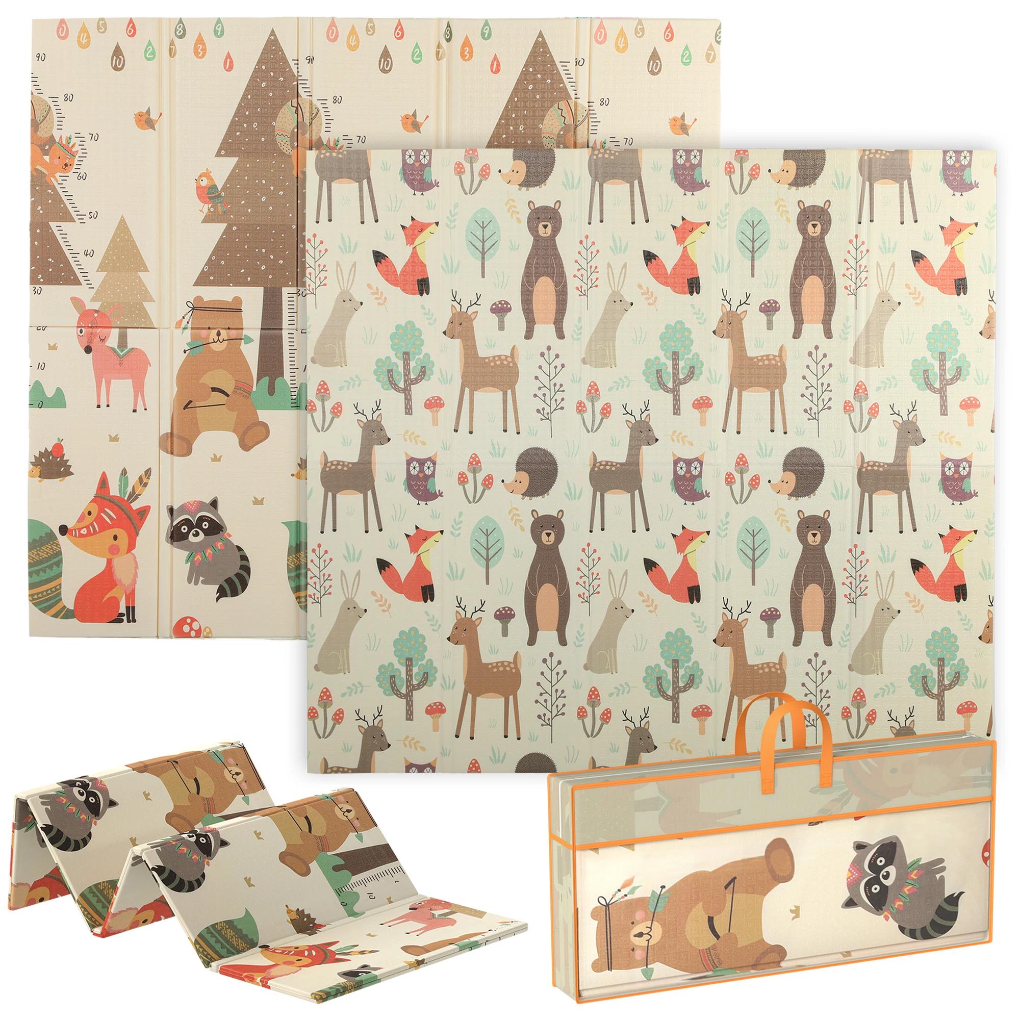 Tapis pour bébé Aiyaplay réversible et pliable, rembourré, 196X176X1.5 cm, double face, imperméable,