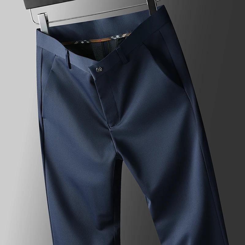 Pantalons décontractés d'affaires extensibles à quatre voies pour hommes, pantalons habillés printem