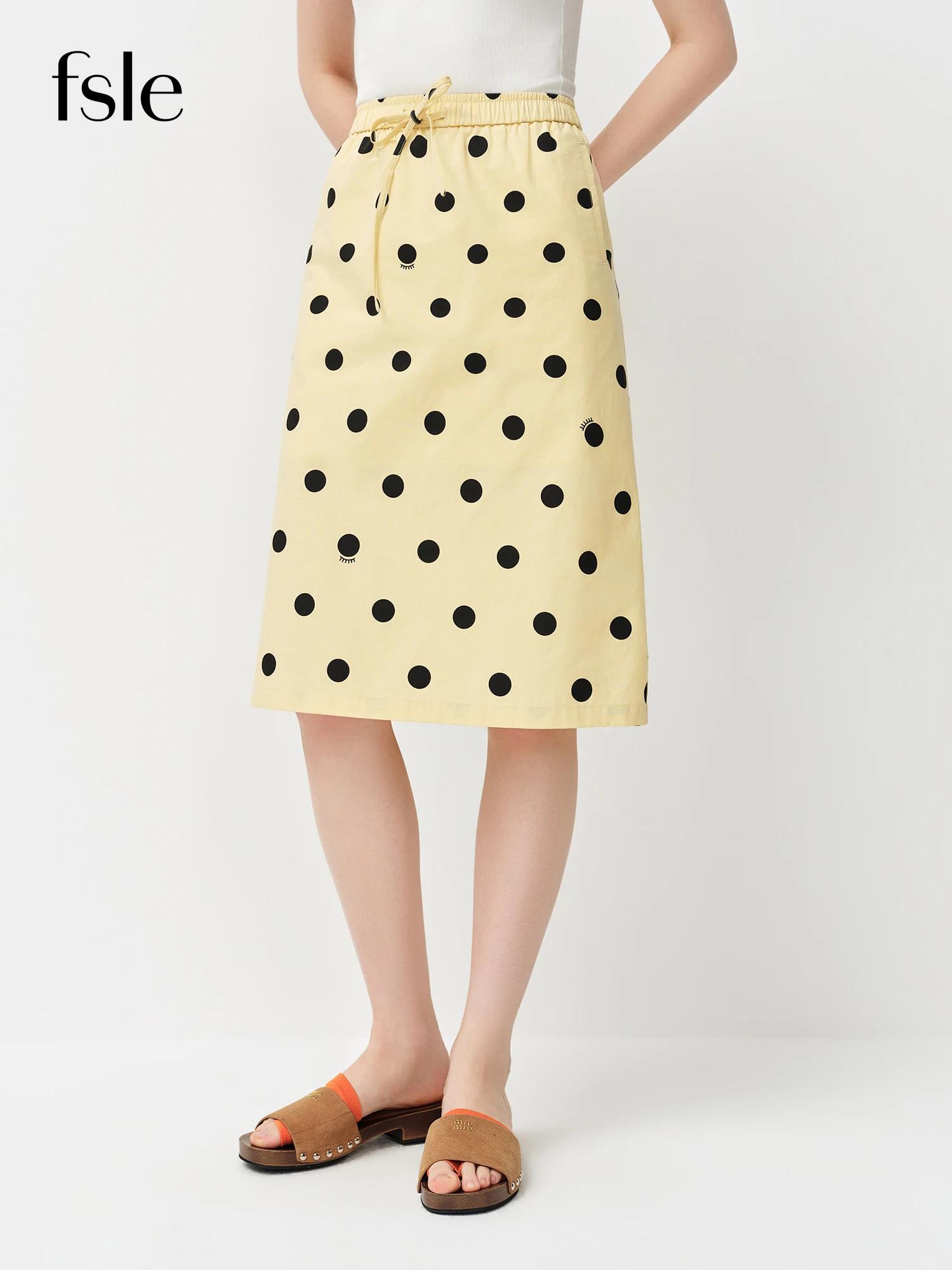 Jupe trapèze droite à pois pour femme, nouvelle collection printemps 2026, style rétro, taille élast