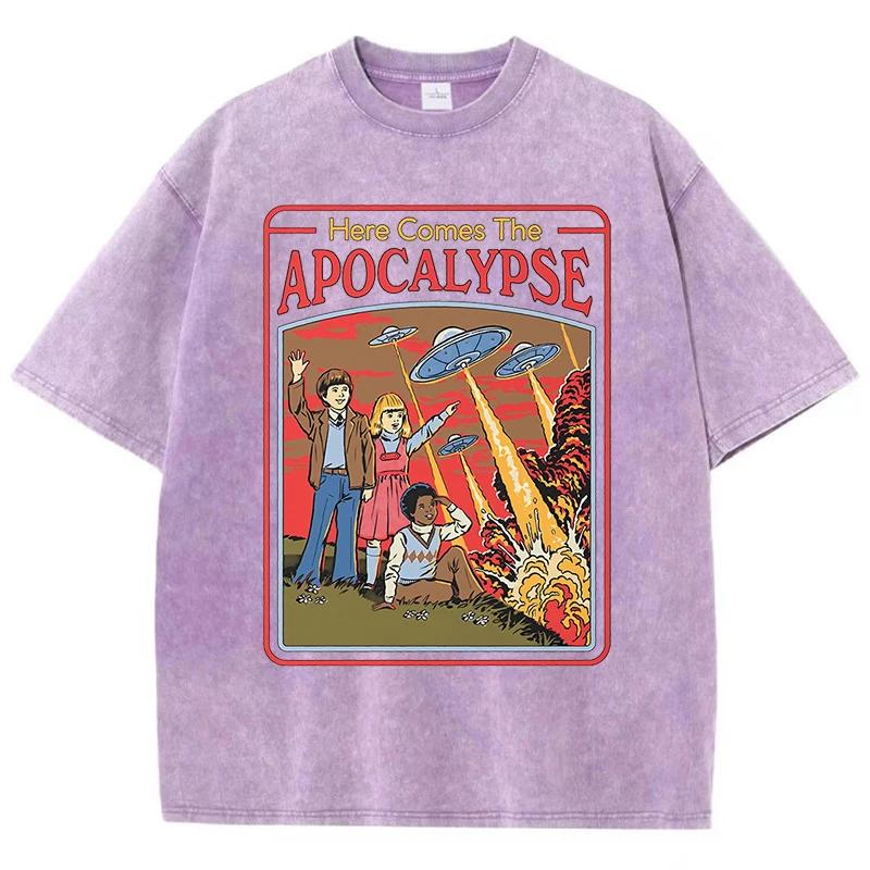 Voici l'Apocalypse Ufo lavé rétro hommes vêtements surdimensionné qualité Streetwear mode couverture
