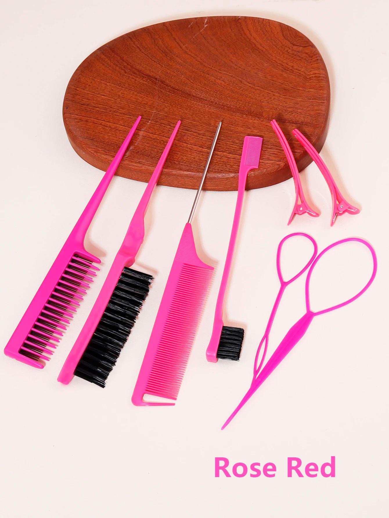 Ensemble de peignes de coiffure 8 pièces avec peigne à triple déchirure, peigne à queue de souris, b