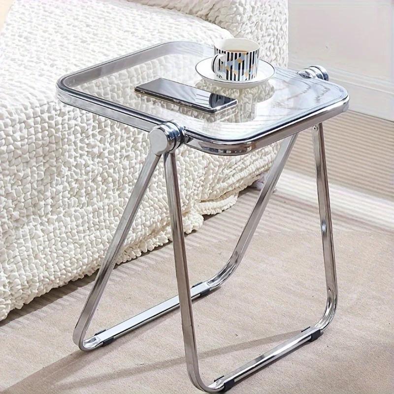 Table d'appoint pliante-table basse transparente à la mode pour salon canapé coin et balcon Table ba