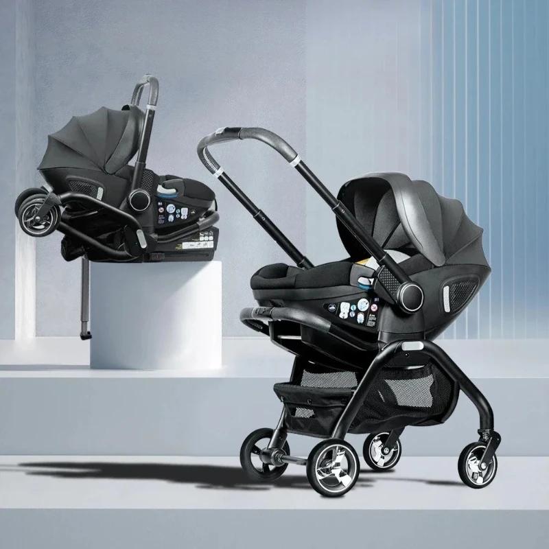 Poussette bébé rose 4-en-1 toute neuve. Poussette portable pour bébé, siège auto pour enfant, bercea