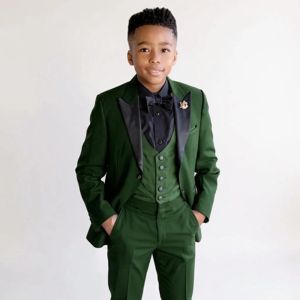 Costumes pour garçons, coupe cintrée, 3 pièces, fête de mariage formelle, smoking pour enfants, sur