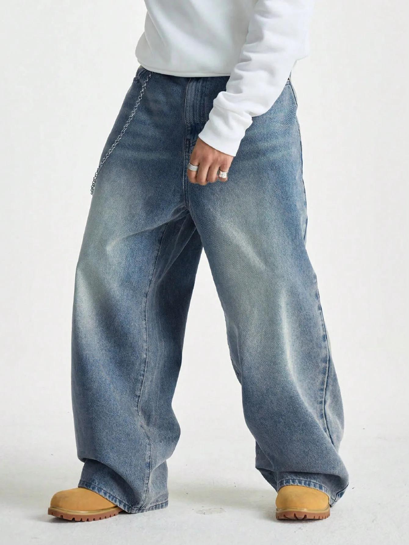 Jean large brossé pour hommes, 1 pièce, jean large Y2K, nouvelles roches, Buggy, pantalon Hip-Hop no