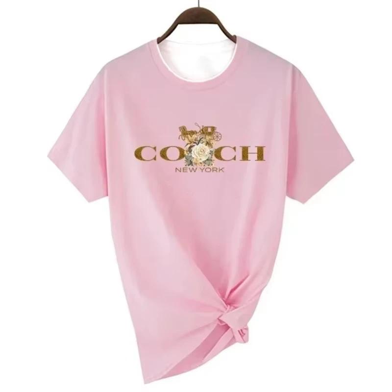 Printemps/été 2026 T-shirt femme de luxe imprimé haut col rond motif manches courtes Hip Hop T-shirt