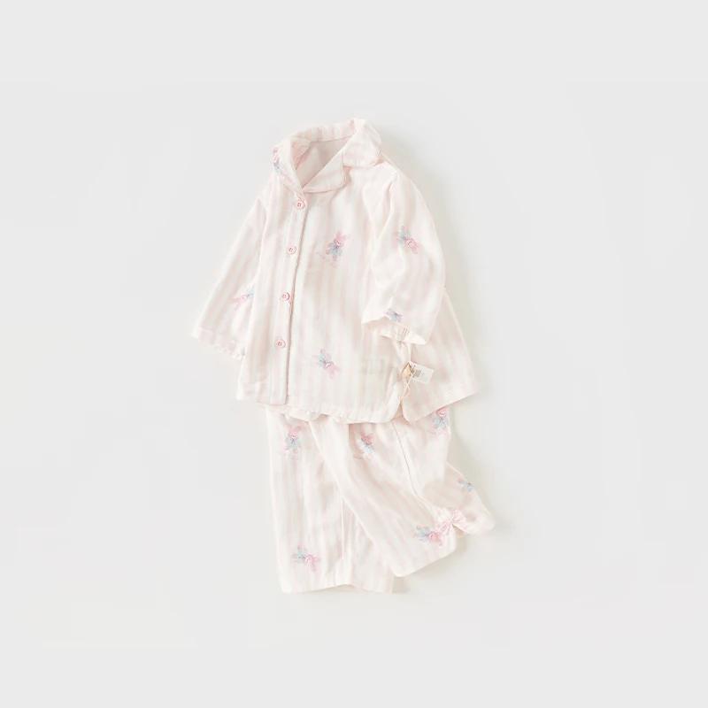 MACChildren-Pyjama rayé rose pour filles, ensemble deux pièces doux, imprimé ventilé, mode décontrac