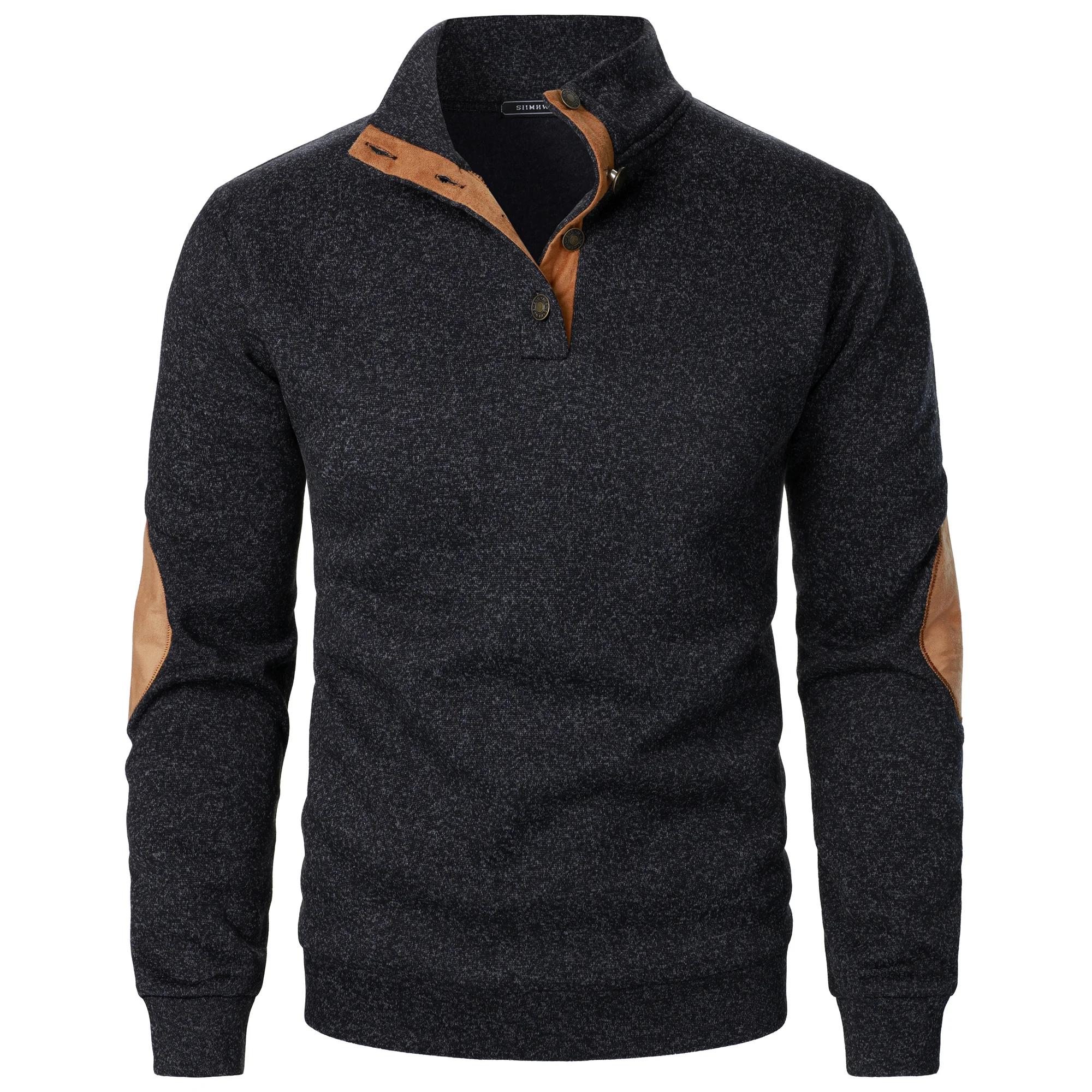 Pull tricoté décontracté à manches longues et col montant pour homme, automne et hiver