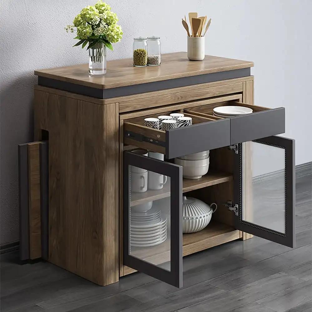 Buffet rectangulaire avec rangement, table à manger extensible moderne