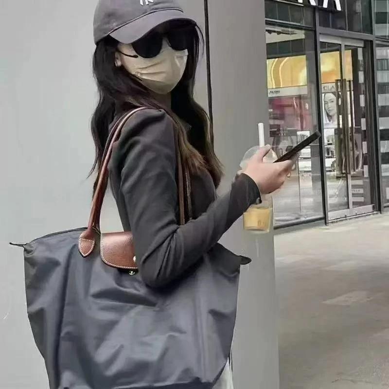 Sac Hobo Y2K pour femmes 2026, sac fourre-tout en nylon pliable et écologique, sac à bandoulière