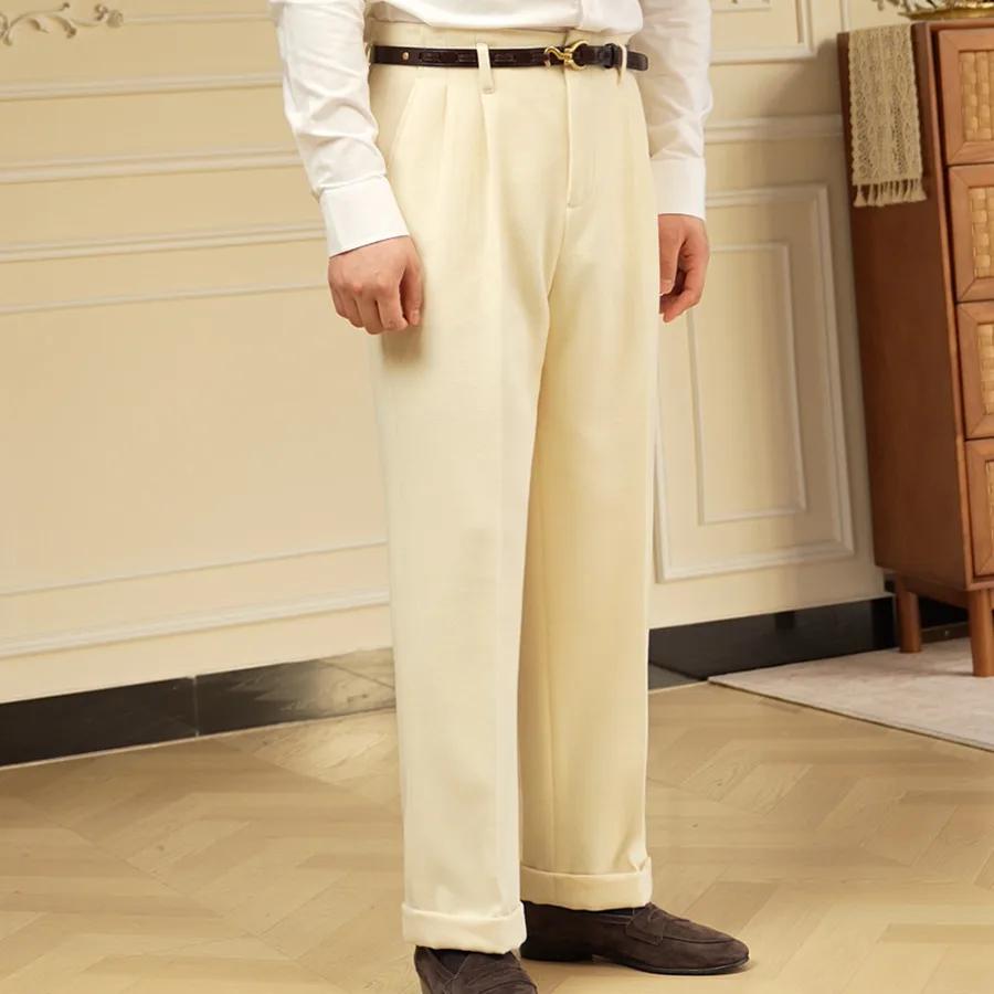 Mélange de laine hiver épais Hollywood pantalon rétro Style britannique pantalon large décontracté h