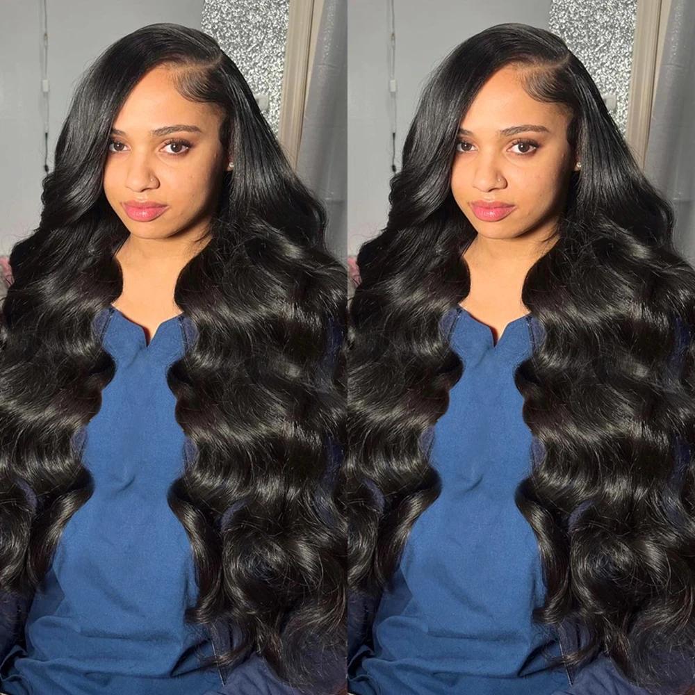 Perruque Lace Front Wig Péruvienne Naturelle, Cheveux Humains, Prêt à vitation, Body Wave, Wear matc