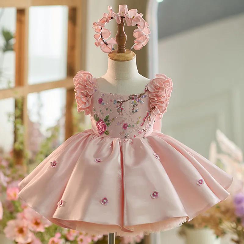 Robe de soirée haut de gamme pour bébé fille, vêtements pour enfants doux, 0-4 ans, littérature, nou