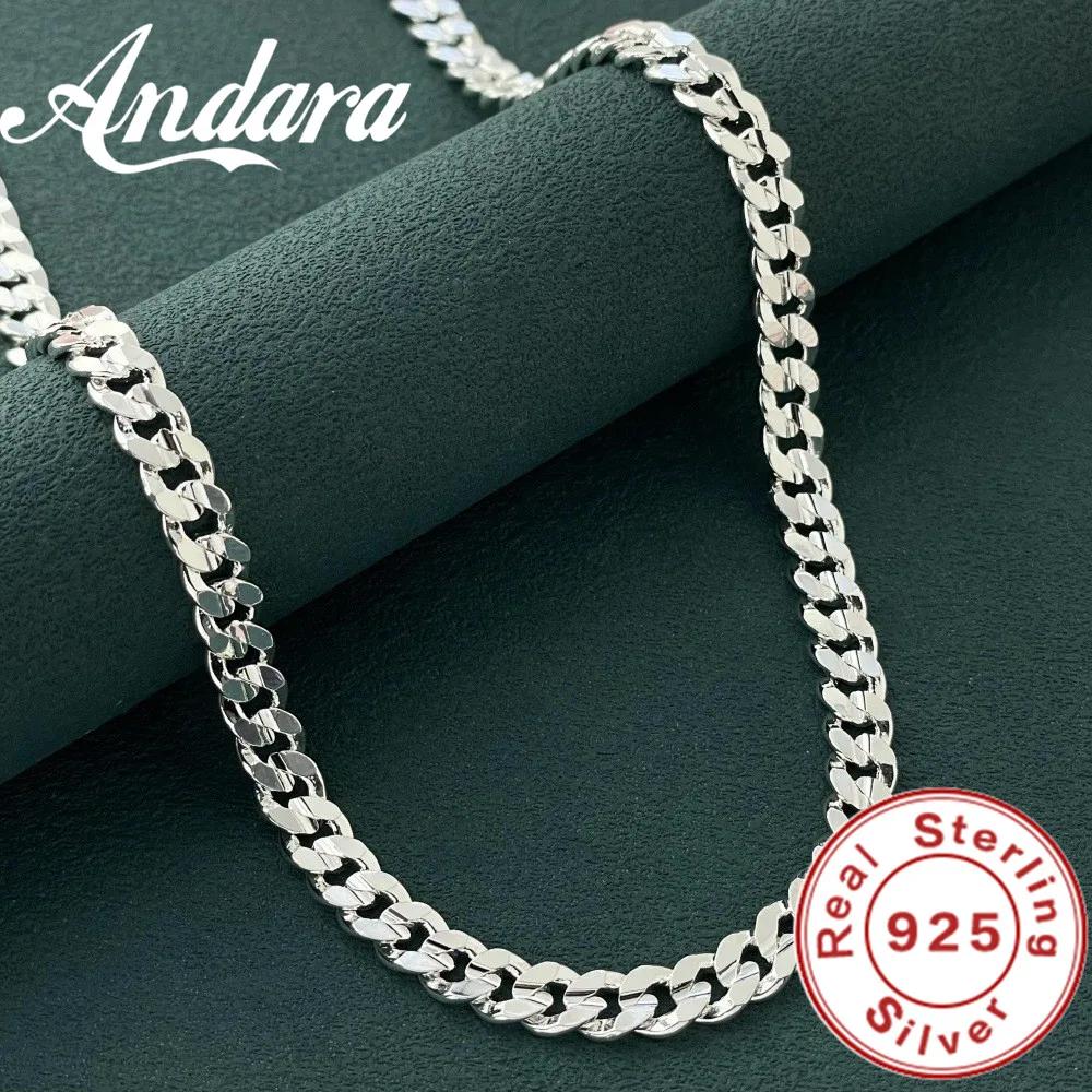 Breloque en argent Sterling 925 de haute qualité, chaîne de 7MM, bracelets et colliers, ensemble de