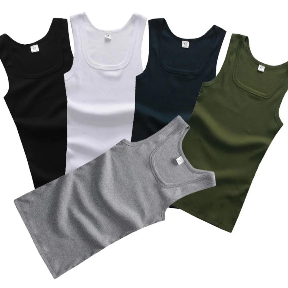 Été chaud grande taille hommes vêtements débardeurs 100% pur coton sans manches Fitness T-shirt élas
