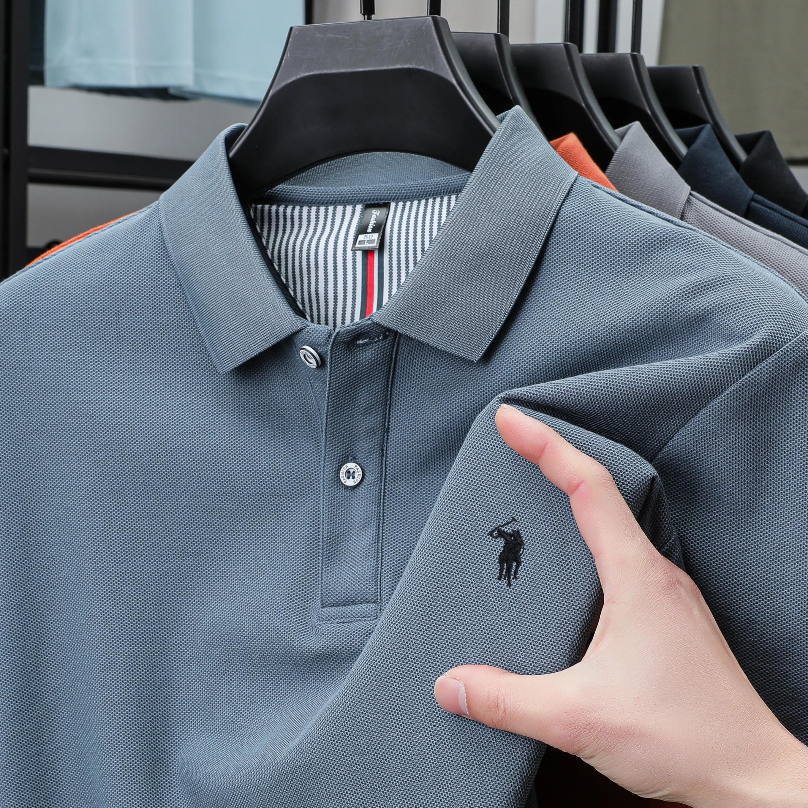 Nouveau Polo d'été en Coton Brodé Paul Pony, Texture Luxe Léger, Confortable, Respirant, Manches Cou