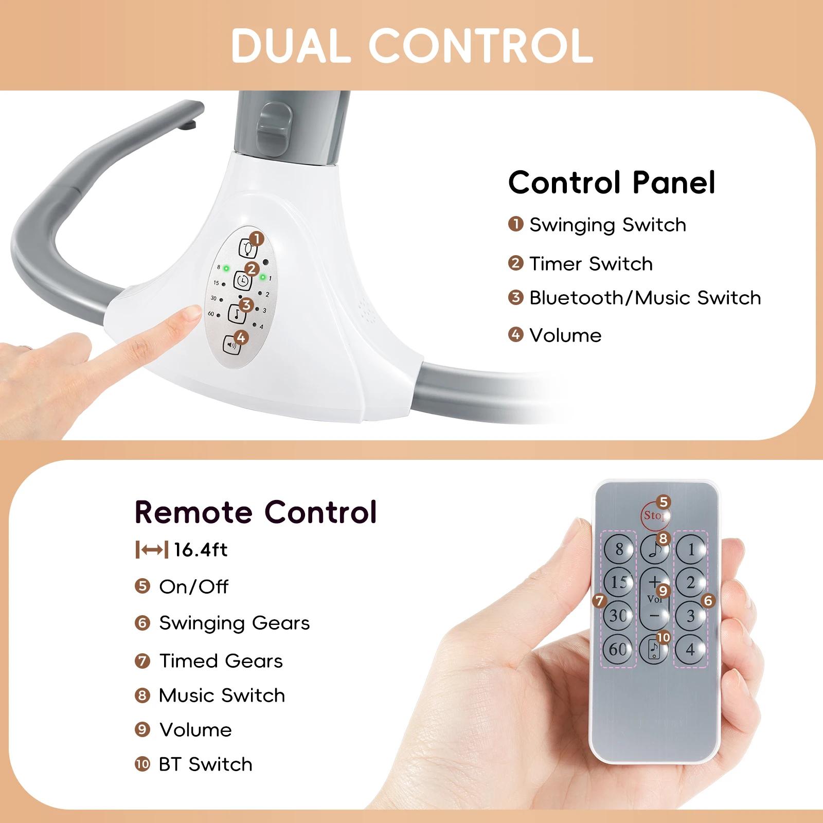 Balançoire électrique pour bébé, videurs à 4 vitesses, berceuses intégrées, fonction Bluetooth, pare