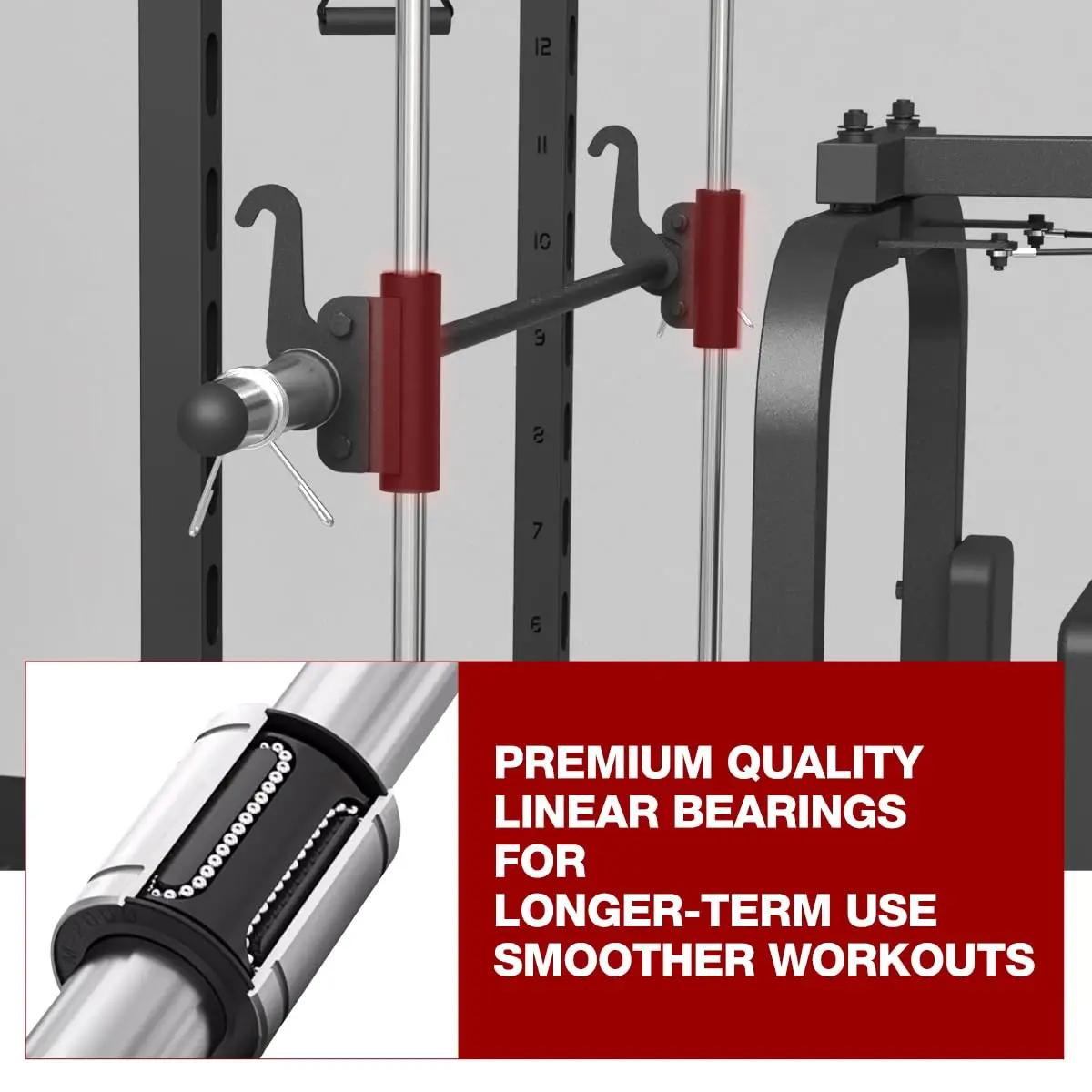 FAGUS Smith Machine Home Gym Power Cage avec système de poulies, rack à squats compact pour entraîne