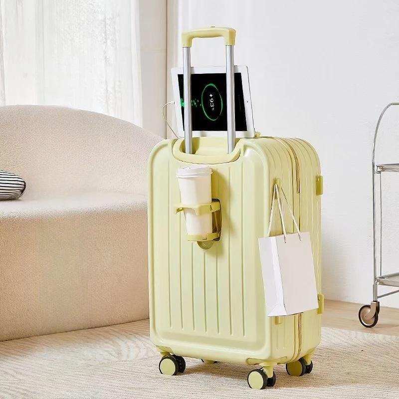 Valise épaissie adaptée à l'embarquement avec interface de développement USB, porte-gobelet tr/min,